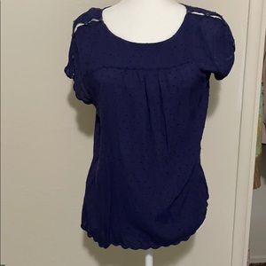 Never worn scalloped Dark Navy blue blouse